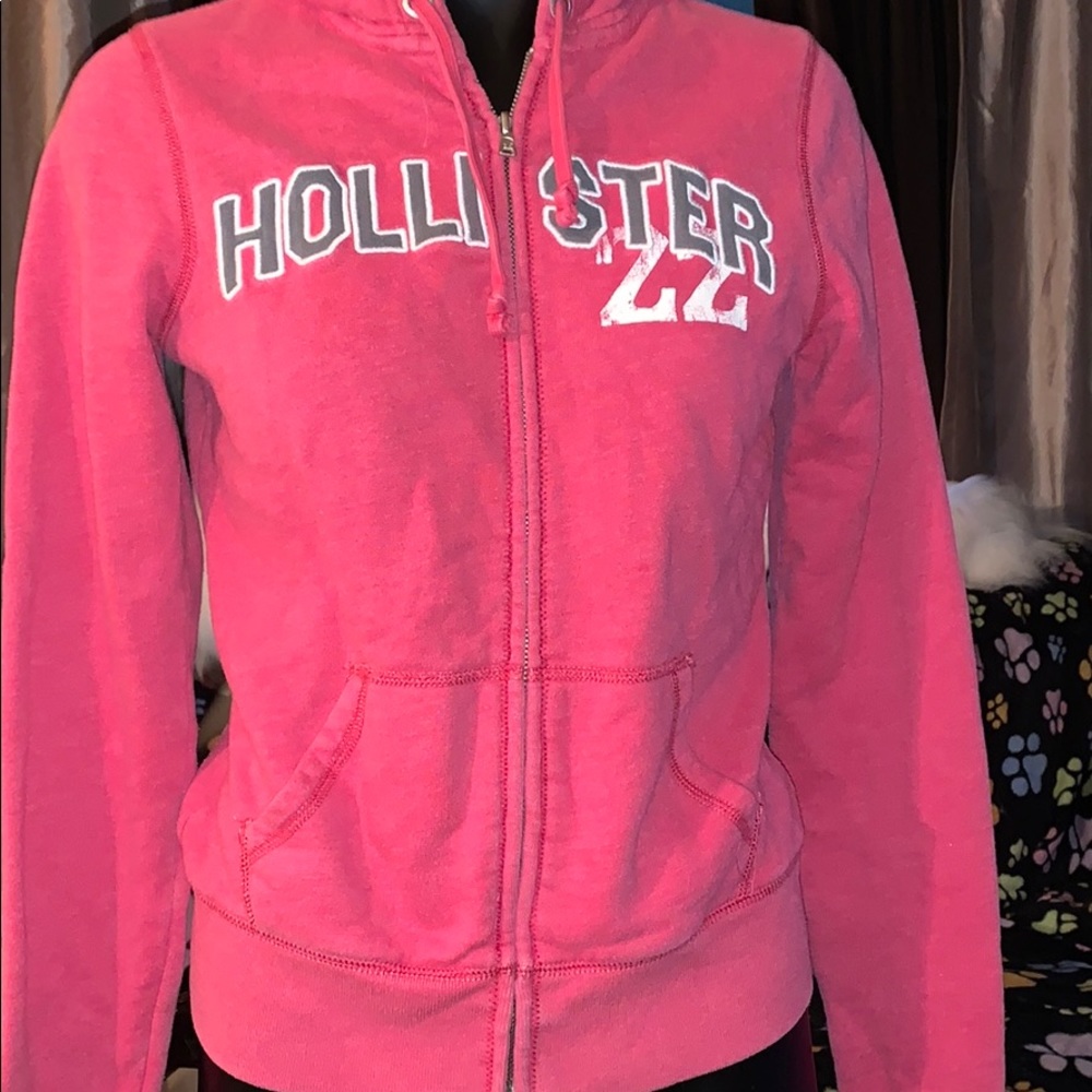 hollister size XL pink grey  zip front hoodie